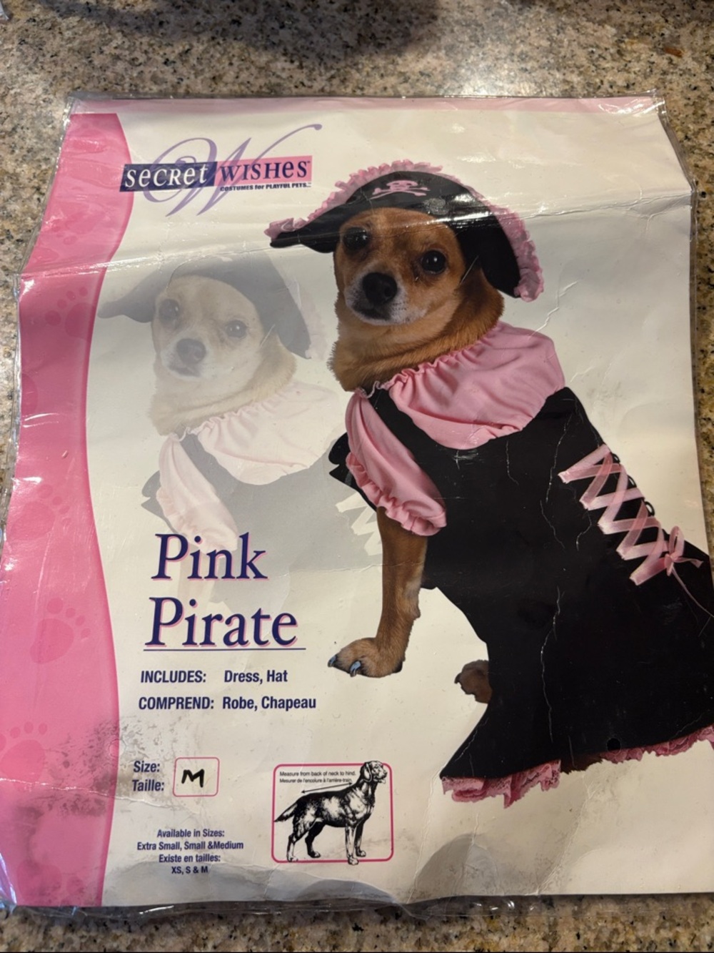 Pink Pirate Dog Costume - Dress & Hat (Medium)